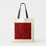 Rote schwarze Musiknoten-Tasche