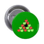 Rote und grüne Äpfel. Pool-Bälle, Dreieck Buttons