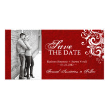 Rote und weiße Foto-Save the Date Einladung Photokarte
