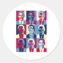 Rote, weiße und blaue Obama-Pop-Kunst Sticker