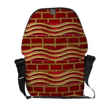 Rote Wellen der Ziegelstein-Rickshaw-Bote-Tasche Kurier Tasche