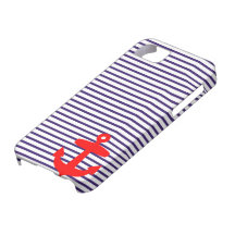 Roter Anker und marineblaue Seemanns-Streifen iPhone 5 Schutzhüllen