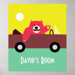 Roter Bär im konvertierbaren Plakat