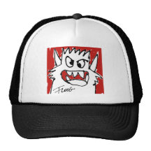 Roter Cartoon-Monster-Hut Retrokultkappen