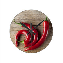 Roter Chili-Pfeffer Wanduhren