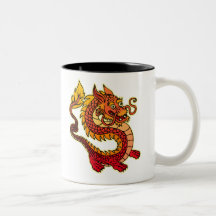 Roter chinesischer Drache-Becher Kaffeehaferl