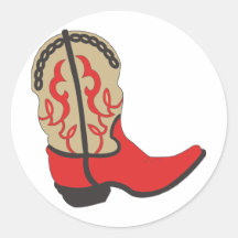 Roter Cowboystiefel Runde Aufkleber