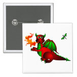 Roter Drache und Libelle Button