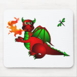 Roter Drache und Libelle Mousepads