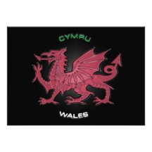 Roter Drache von Wales (Cymru), Schwarzes, Grau, P Ankündigung