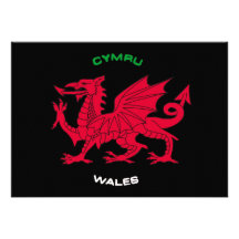 Roter Drache von Wales (Cymru), Schwarzes, Weiß, g Einladung