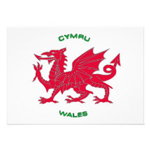 Roter Drache von Wales (Cymru), Weiß-Rückseite Personalisierte Ankündigung