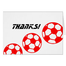Roter Fußball Ball-Dank! Grußkarte