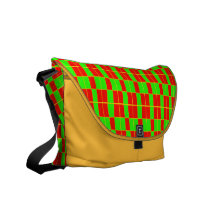 Roter grüner und gelber Checkered Rickshaw-Bote Kuriertaschen