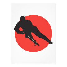 roter Kreisentwurf der Eishockey-Silhouette Einladungskarten