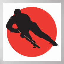 roter Kreisentwurf der Eishockey-Silhouette Plakatdruck