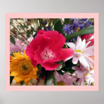 Roter Kuss-Blumen-Blumenblumenstrauß-Plakat-Druck