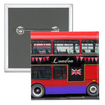 Roter London-Bus-Doppeldecker Anstecknadelbuttons