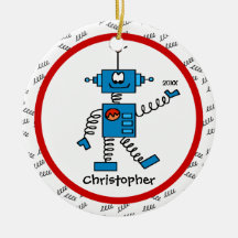 Roter Roboter-personalisierte Jungen-Weihnachtsver Weihnachtsbaum Ornament