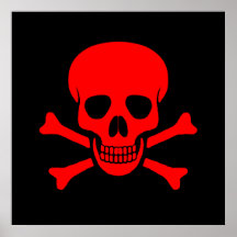 Roter Schädel u. Knochen-Plakat