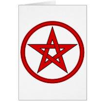 Roter u. schwarzer Pentacle Grußkarten
