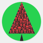 Roter u. schwarzer Skully Weihnachtsbaum Sticker