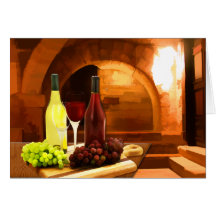 Roter und weißer Wein im Keller Grußkarten