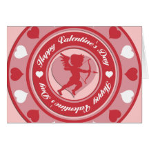 Roter Valentinstag-Amor und Herzen Grußkarten