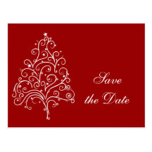 Roter Winter Save the Date Wedding Postkarte