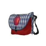 Rotes Apple-blaues kariertes Kurier Taschen