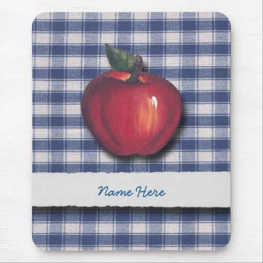 Rotes Apple-blaues kariertes Mousepad