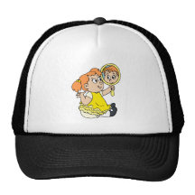 rotes behaartes Mädchengelbkleid Cap