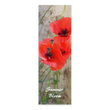 Rotes Feld-Mohnblume-Lesezeichen Visitenkarte