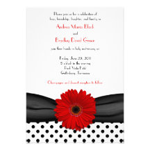 Rotes Gänseblümchen-Schwarz-weiße Polka-Punkt-Hoch