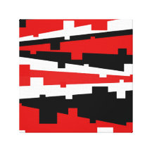 Rotes geometrisches gestreiftes gespannter galeriedruck