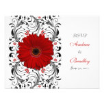 Rotes Gerbera-Gänseblümchen-Blumenwartekarte Personalisierte Einladungskarten
