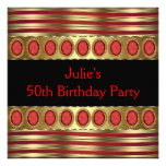 Rotes Gold50. Geburtstags-Party Einladung