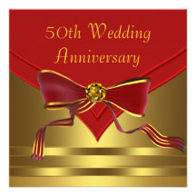 Rotes Goldeleganter 50. goldener Hochzeitstag Einladungen