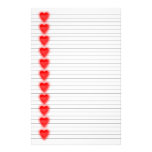 Rotes Herz-Briefpapier - optionale Linien Personalisierte Druckpapiere