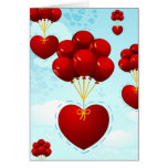 Rotes Herz mit Ballonen, Grußkarte