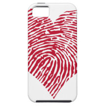 Rotes Herz mit Fingerabdruckmuster iPhone 5 Hüllen
