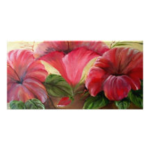 ROTES HIBISCOS PHOTO KARTEN VORLAGE