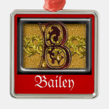 rotes Monogramm B Ornamente