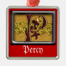rotes Monogramm P Weinachtsornamente