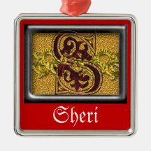 rotes Monogramm S Weihnachtsornament