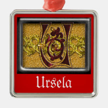 rotes Monogramm U Weihnachtsornament