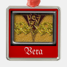 rotes Monogramm V Ornament