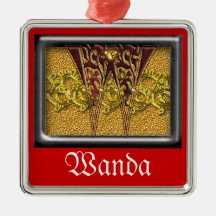 rotes Monogramm W Weinachtsornamente