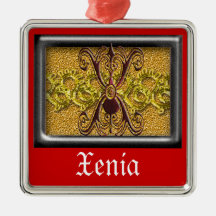 rotes Monogramm X Weihnachtsornament