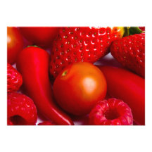 Rotes Obst und Gemüse Einladung
